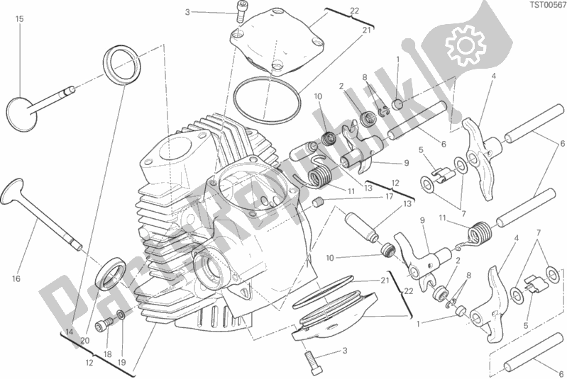 Tutte le parti per il Testa Orizzontale del Ducati Scrambler Sixty2 Thailand 400 2016
